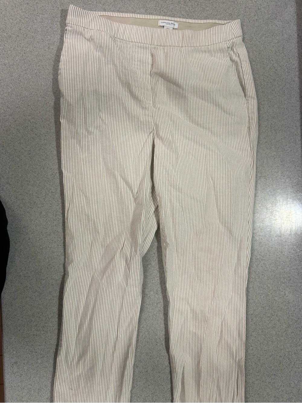 Carolina Belle Cream and Beige Pinstripe Trousers